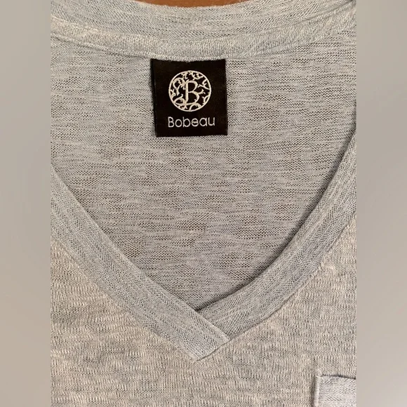 Bobeau short sleeve vneck light sweater top size Large- weathered powder blue - Picture 2 of 5